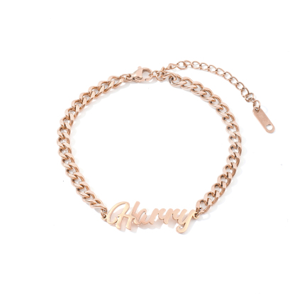 Custom Name Bracelets and Ankle with Thick Chains for Men and Women