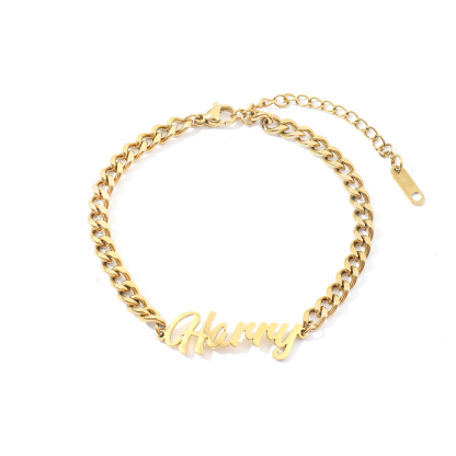 Custom Name Bracelets and Ankle with Thick Chains for Men and Women