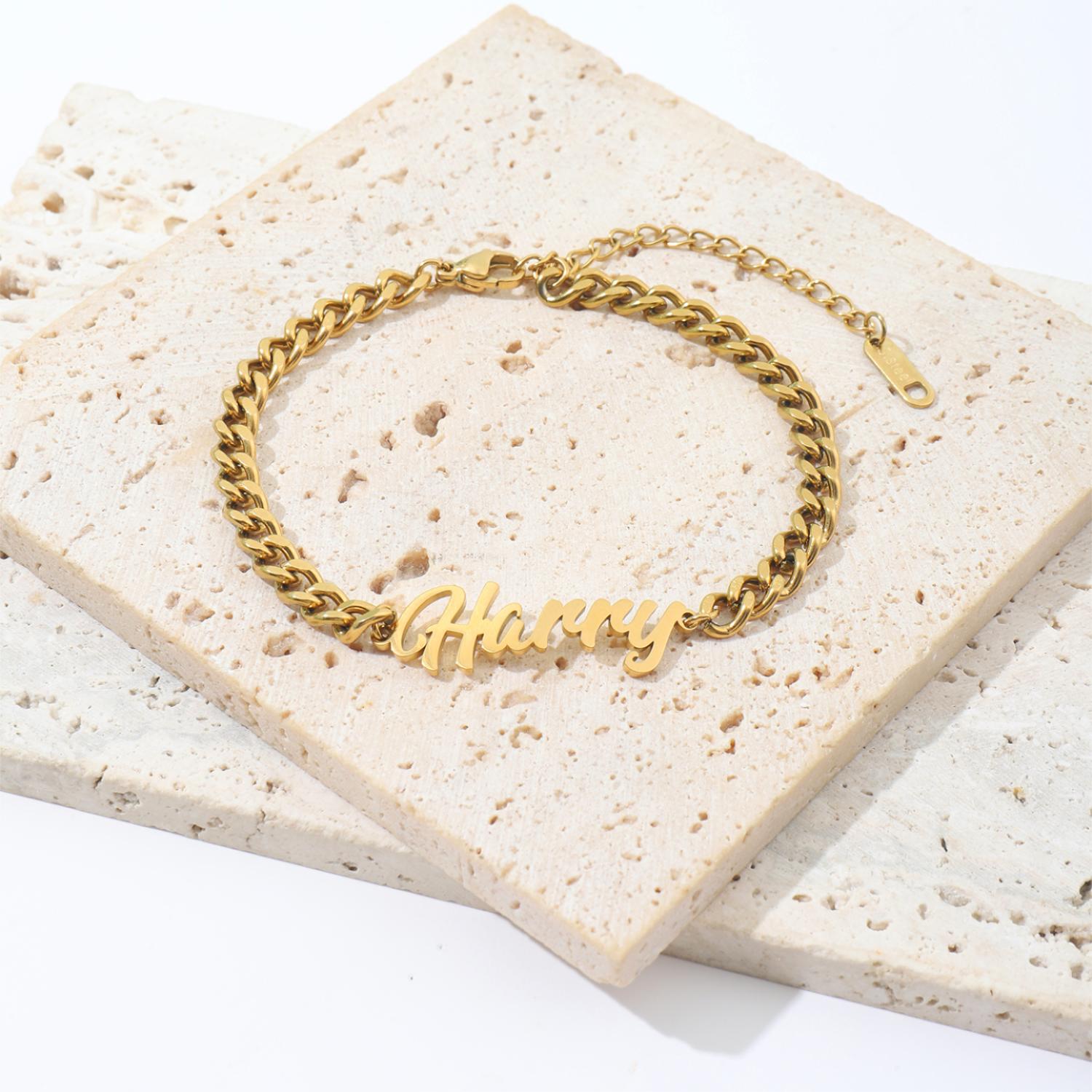 Custom Name Bracelets and Ankle with Thick Chains for Men and Women