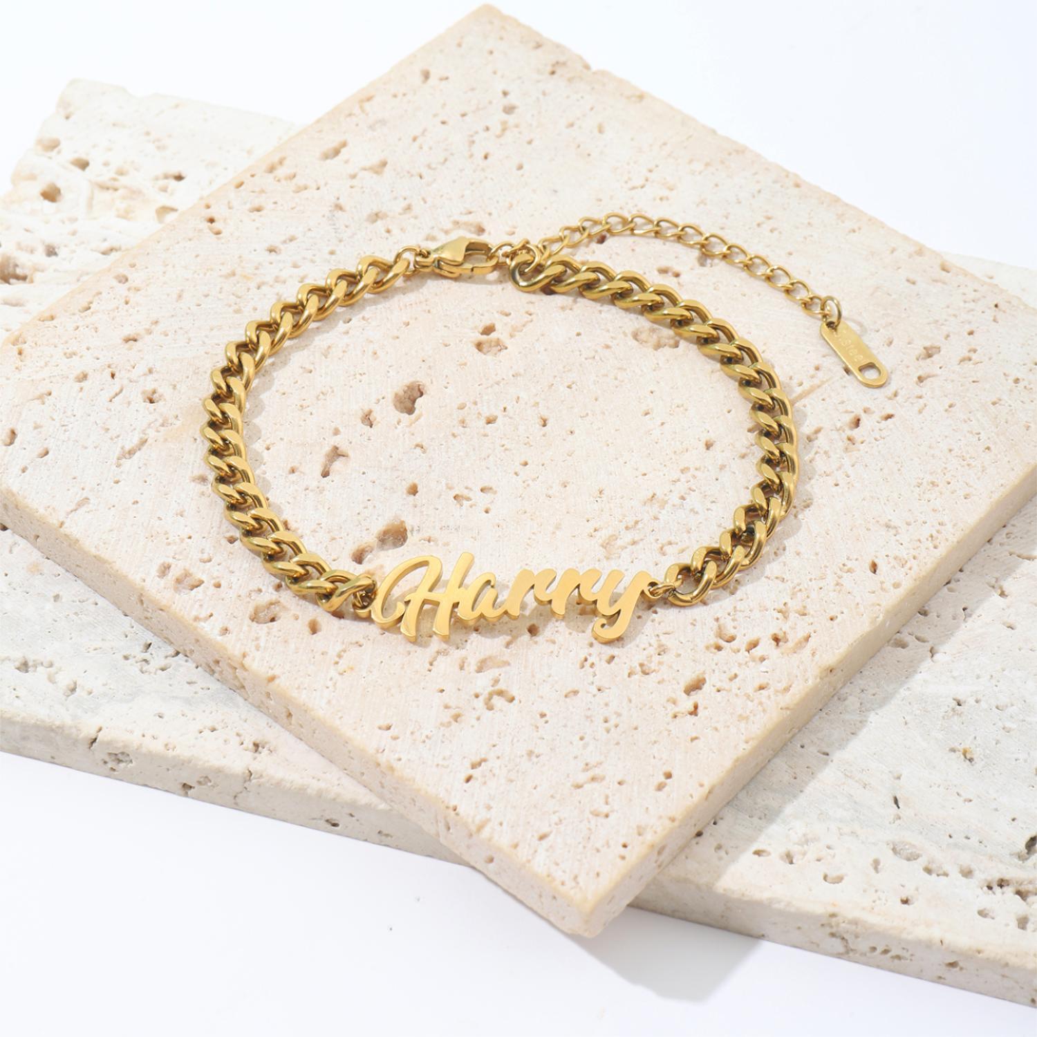 Custom Name Bracelets and Ankle with Thick Chains for Men and Women