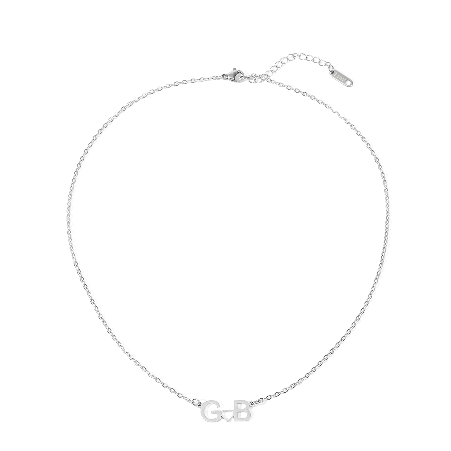 Custom Necklace with Double-Letter with Heart