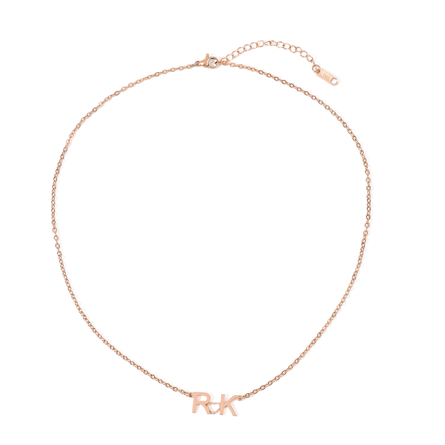 Custom Necklace with Double-Letter with Heart