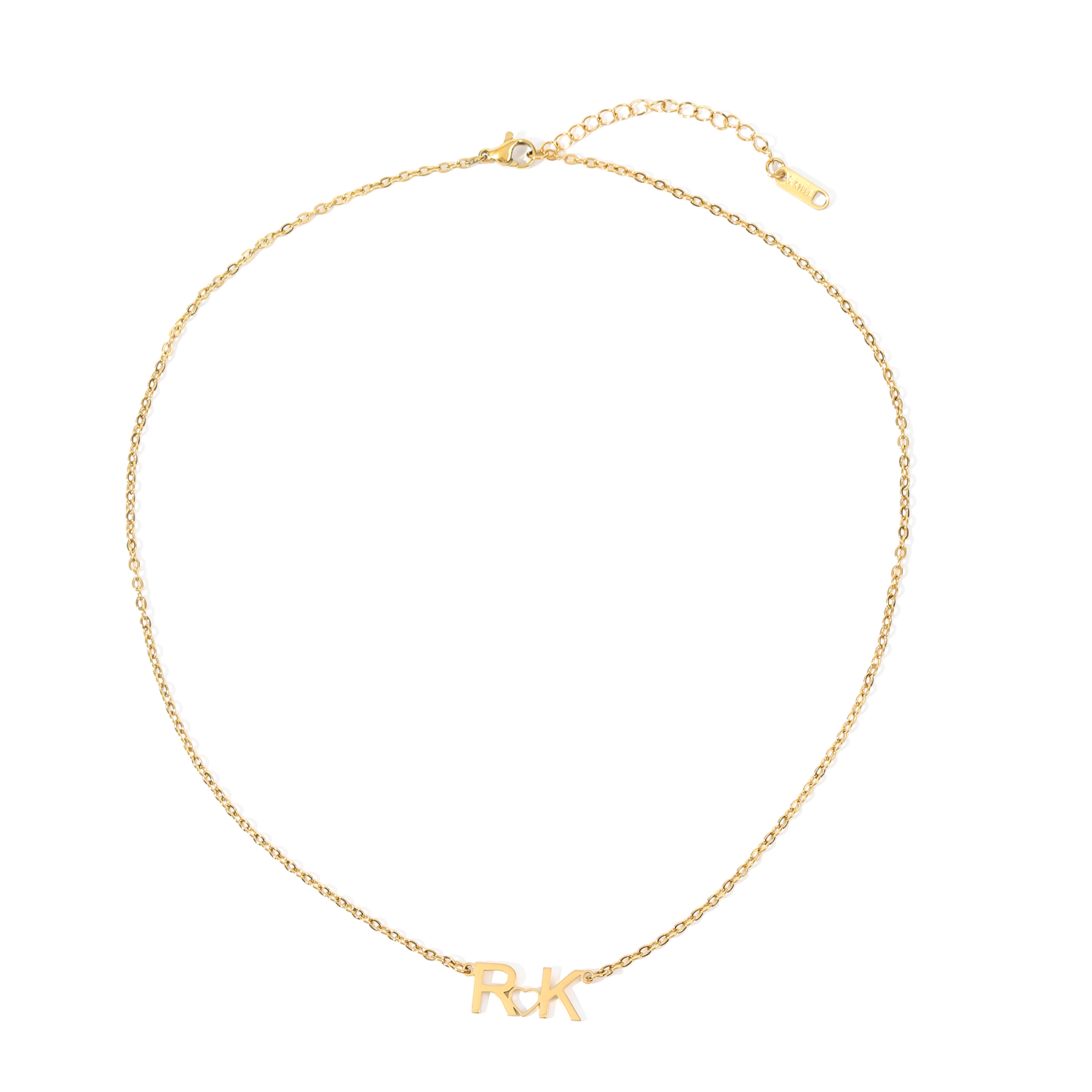 Custom Necklace with Double-Letter with Heart