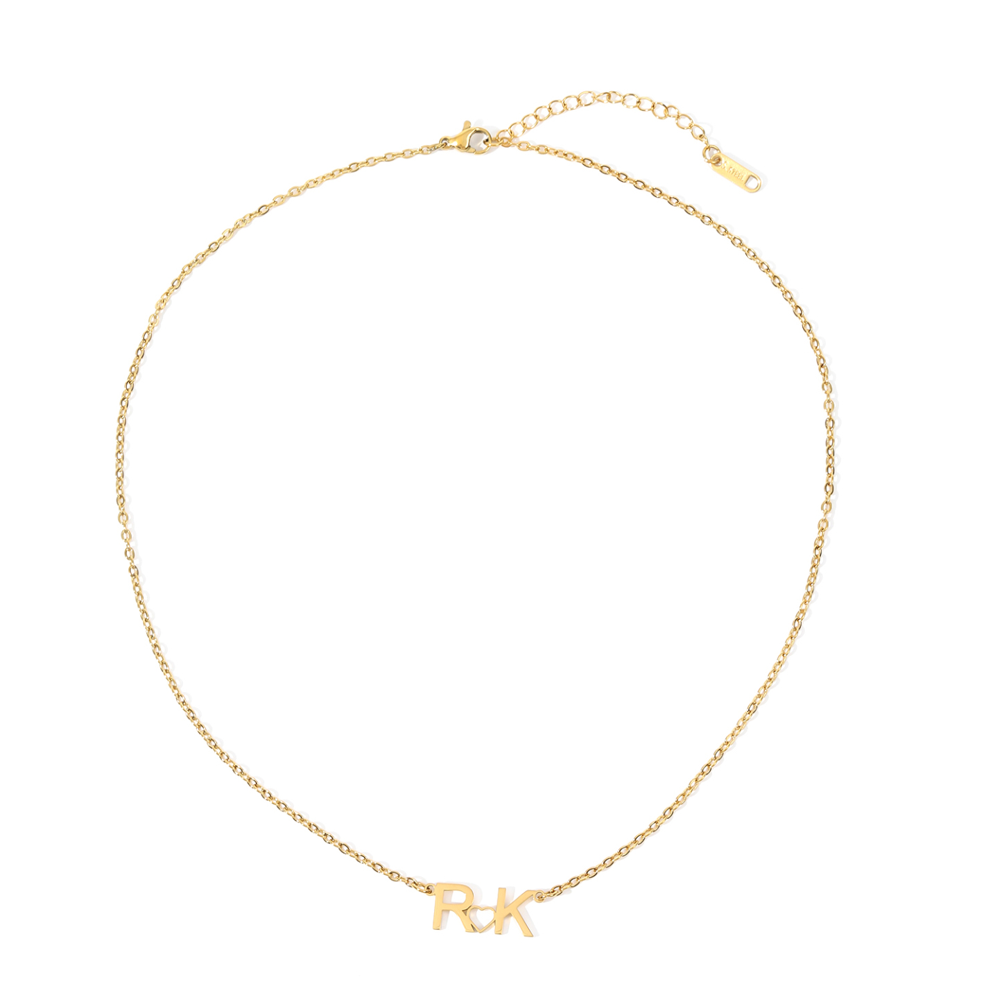 Custom Necklace with Double-Letter with Heart