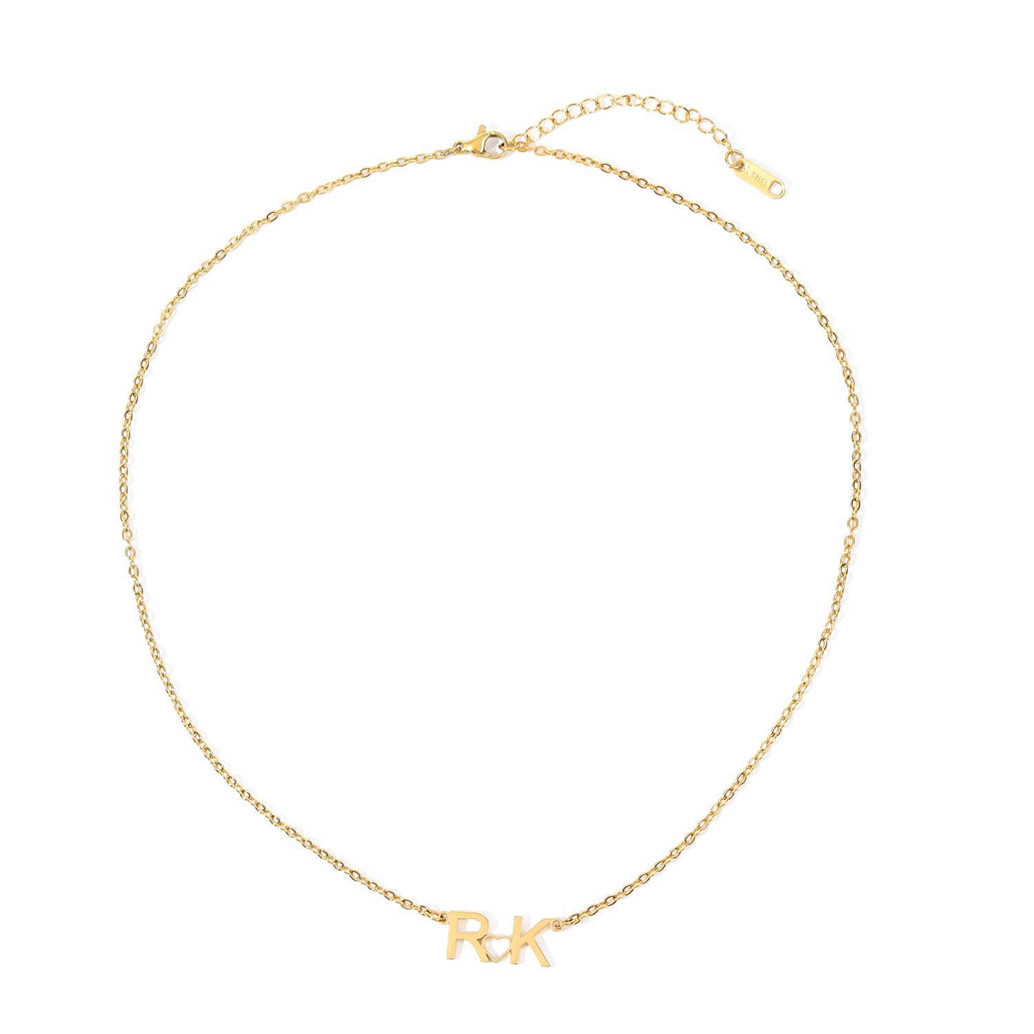 Custom Necklace with Double-Letter with Heart