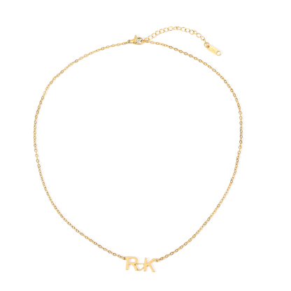 Custom Necklace with Double-Letter with Heart