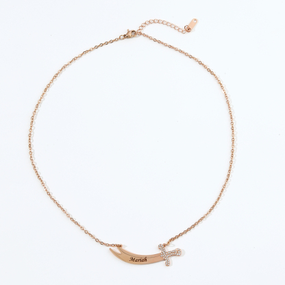 Custom rhinestones Name Necklace in the Shape of  Knife