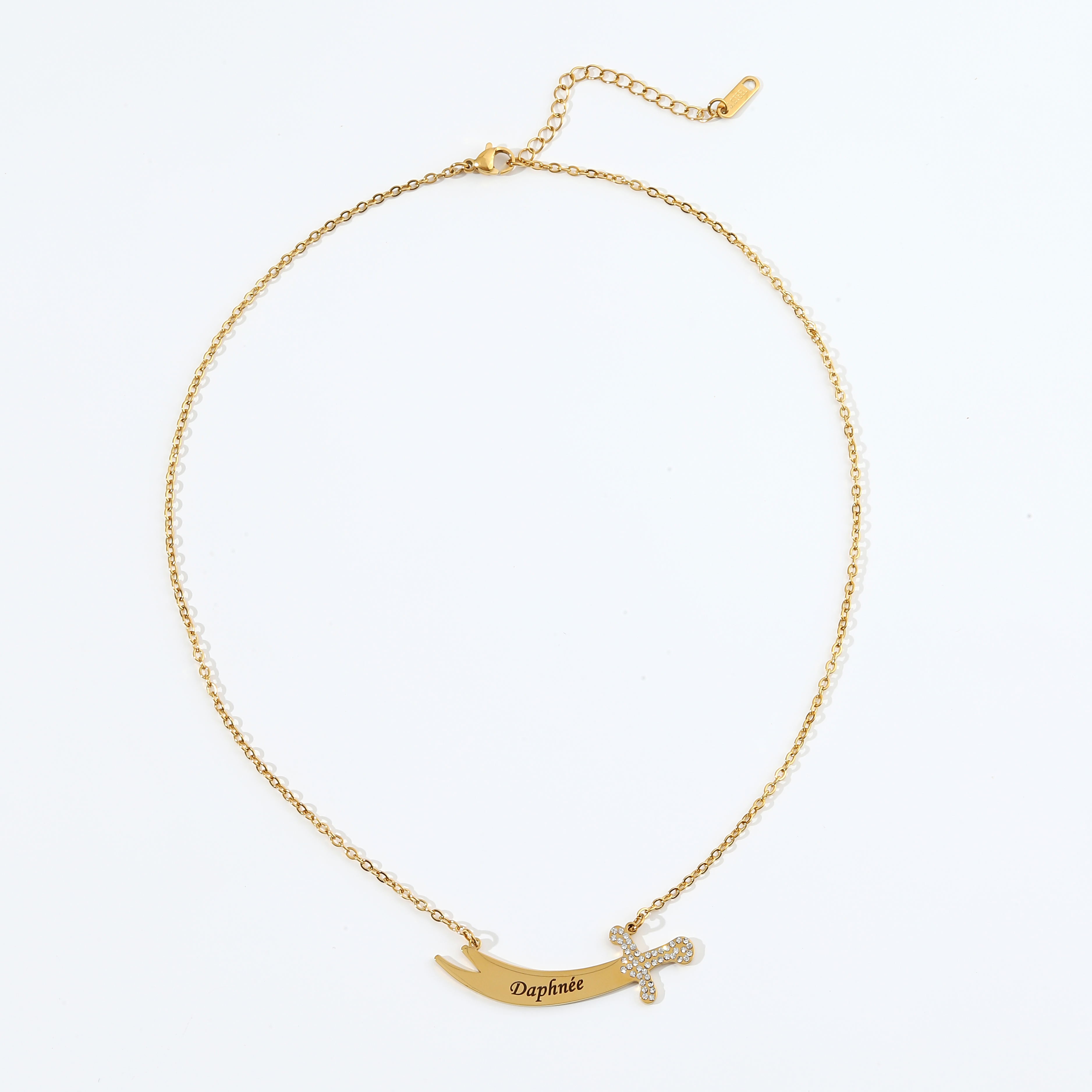 Custom rhinestones Name Necklace in the Shape of  Knife
