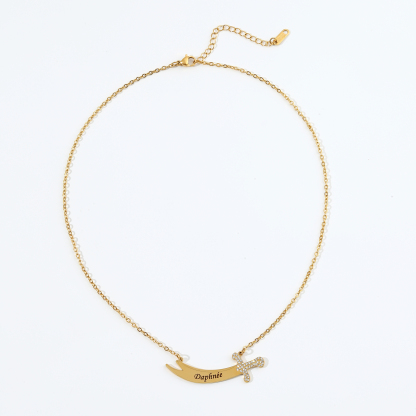 Custom rhinestones Name Necklace in the Shape of  Knife