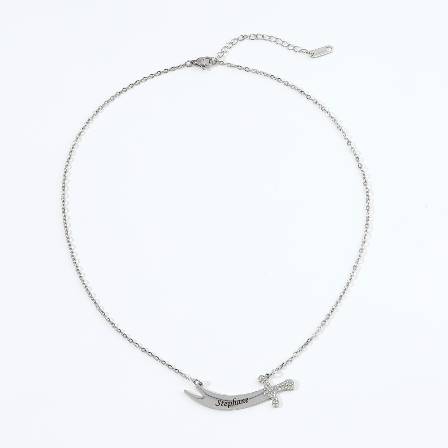 Custom rhinestones Name Necklace in the Shape of Knife