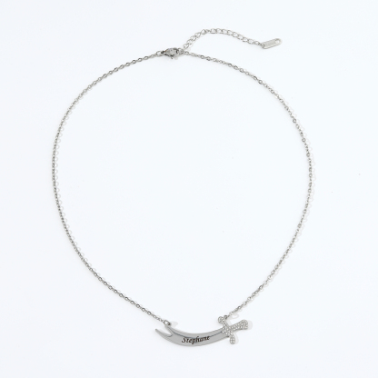 Custom rhinestones Name Necklace in the Shape of  Knife