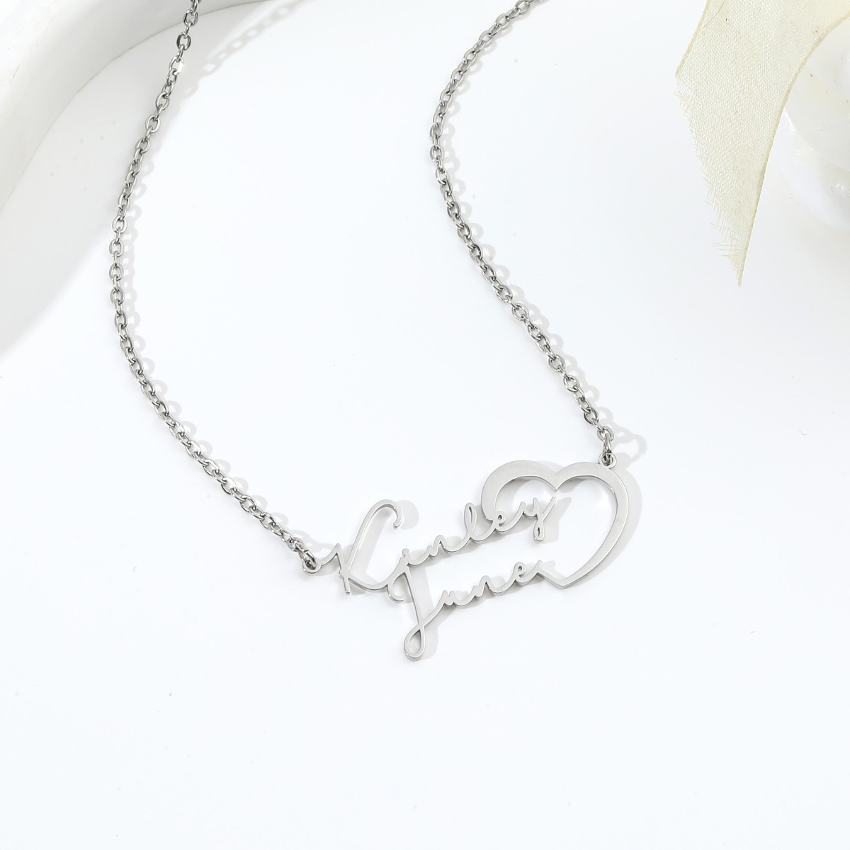 Custom Double Names Connected by Hearts