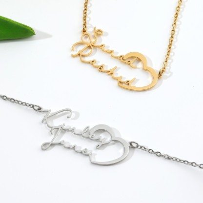 Custom Double Names Connected by Hearts