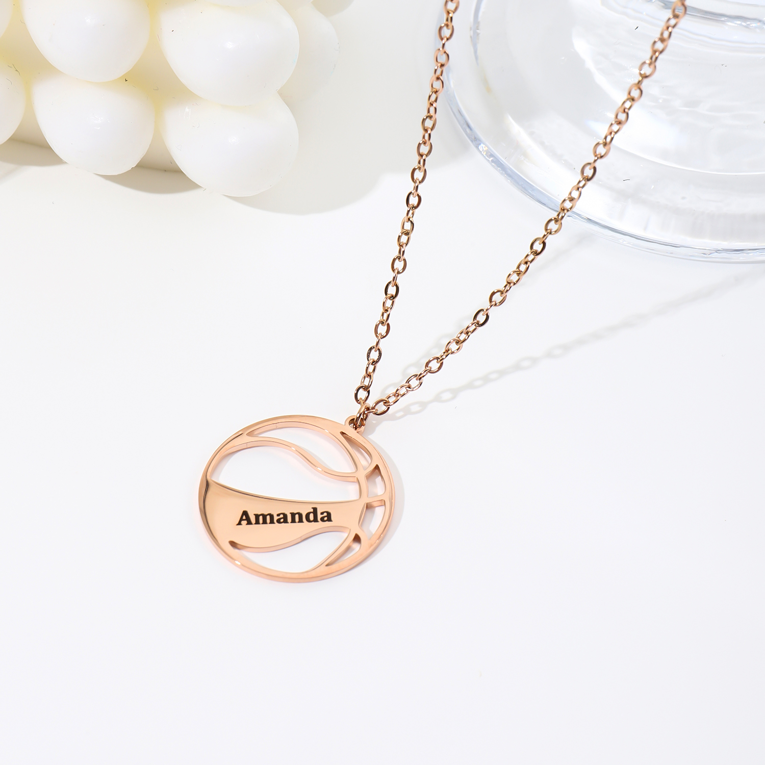 Custom Name Necklace with Basketball Pattern for Boyfriend and Father