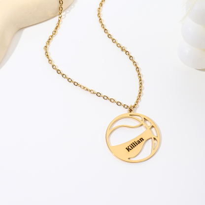 Custom Name Necklace with Basketball Pattern for Boyfriend and Father 