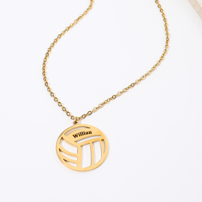 Custom Name Necklace with Volleyball Shape