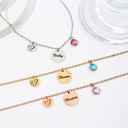 Custom Necklace combination Names Emojis and Birthstones