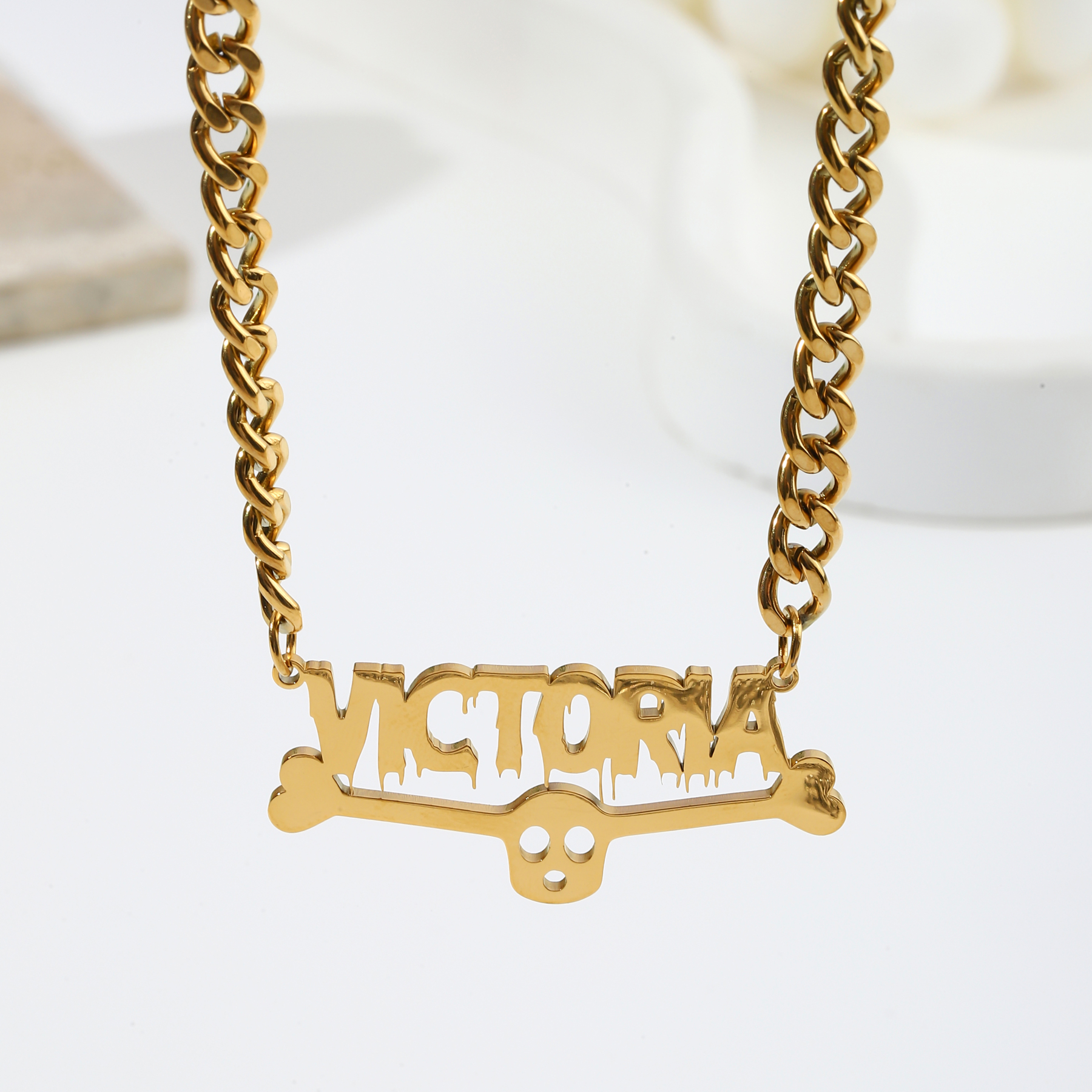 Custom Thick Chain Skull Punk Style Halloween Necklace