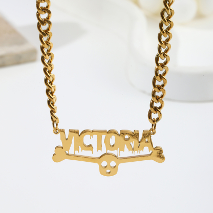 Custom Thick Chain Skull Punk Style Halloween Necklace