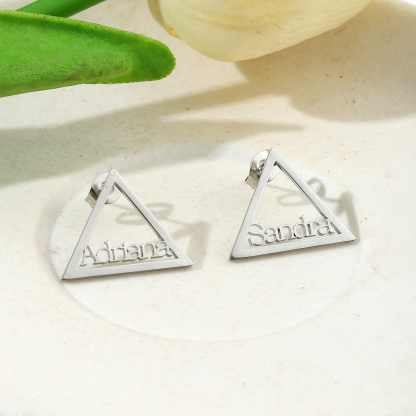 Small Triangle-Shaped Earrings Customized with Names