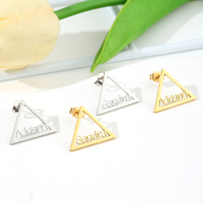 Small Triangle-Shaped Earrings Customized with Names