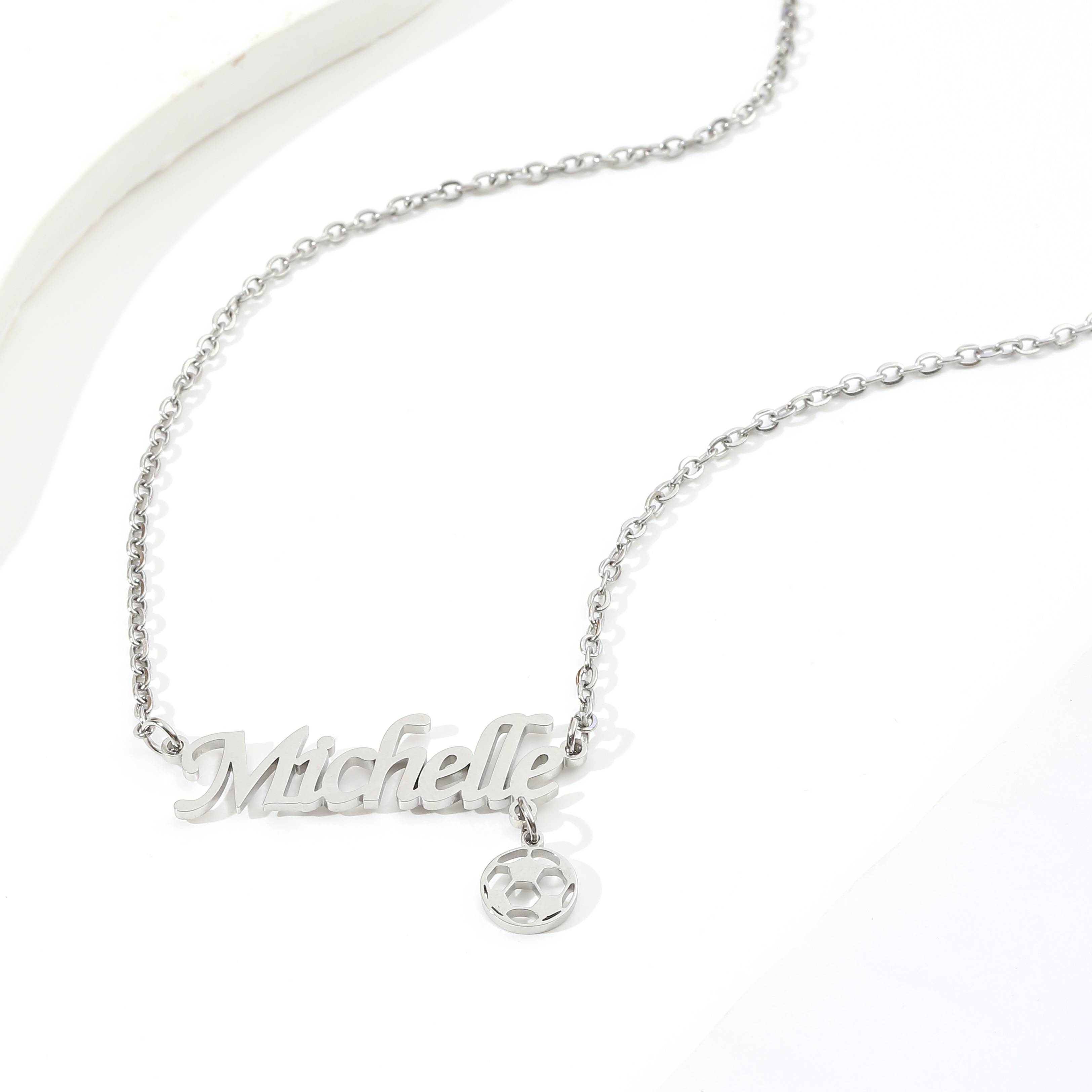 Custom Name Football Pendant Necklace