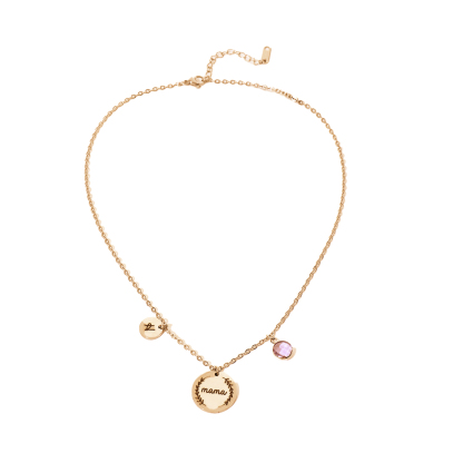 Custom Necklace with Letters and Birthstones Gift for Mom