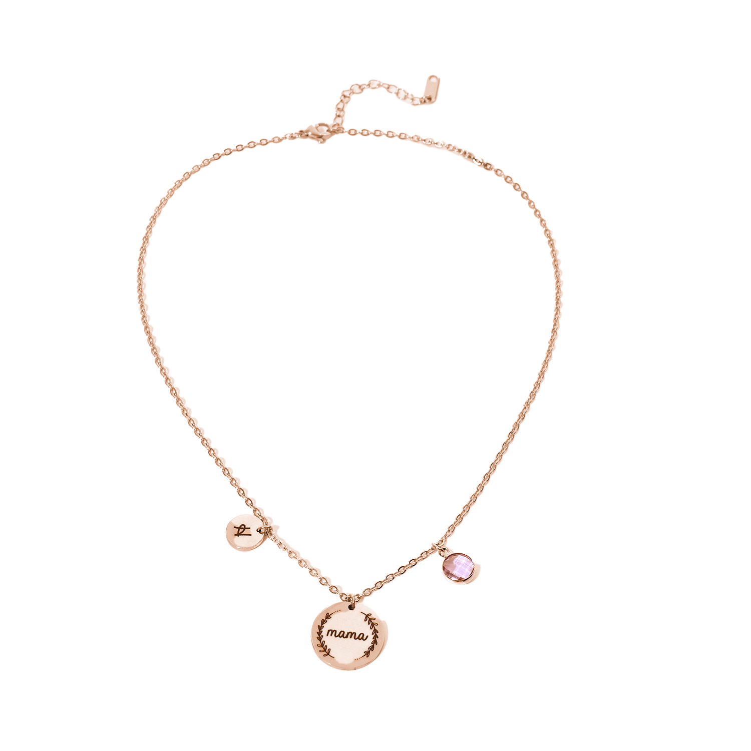 Custom Necklace with Letters and Birthstones Gift for Mom