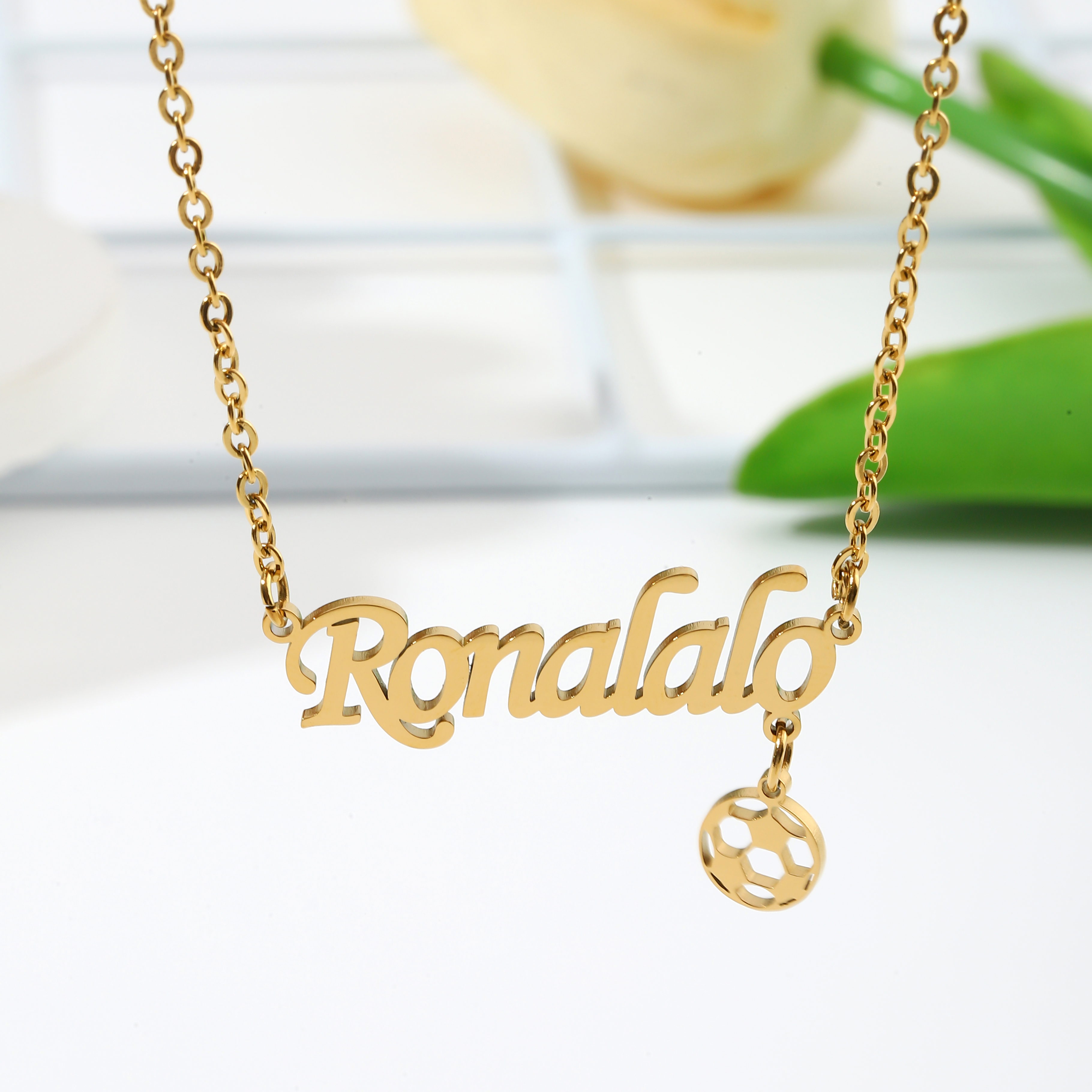Custom Name Football Pendant Necklace