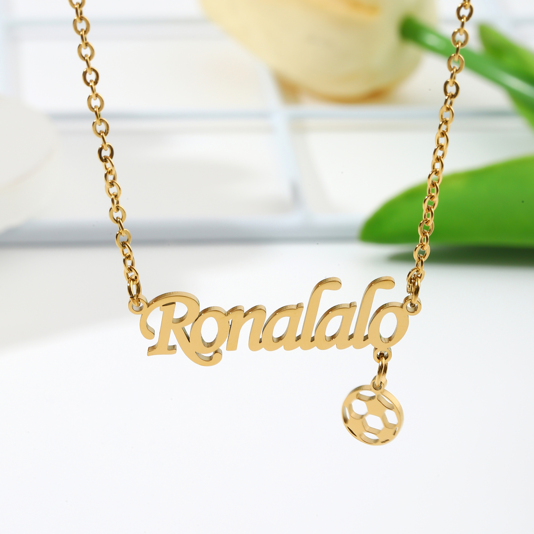 Custom Name Football Pendant Necklace