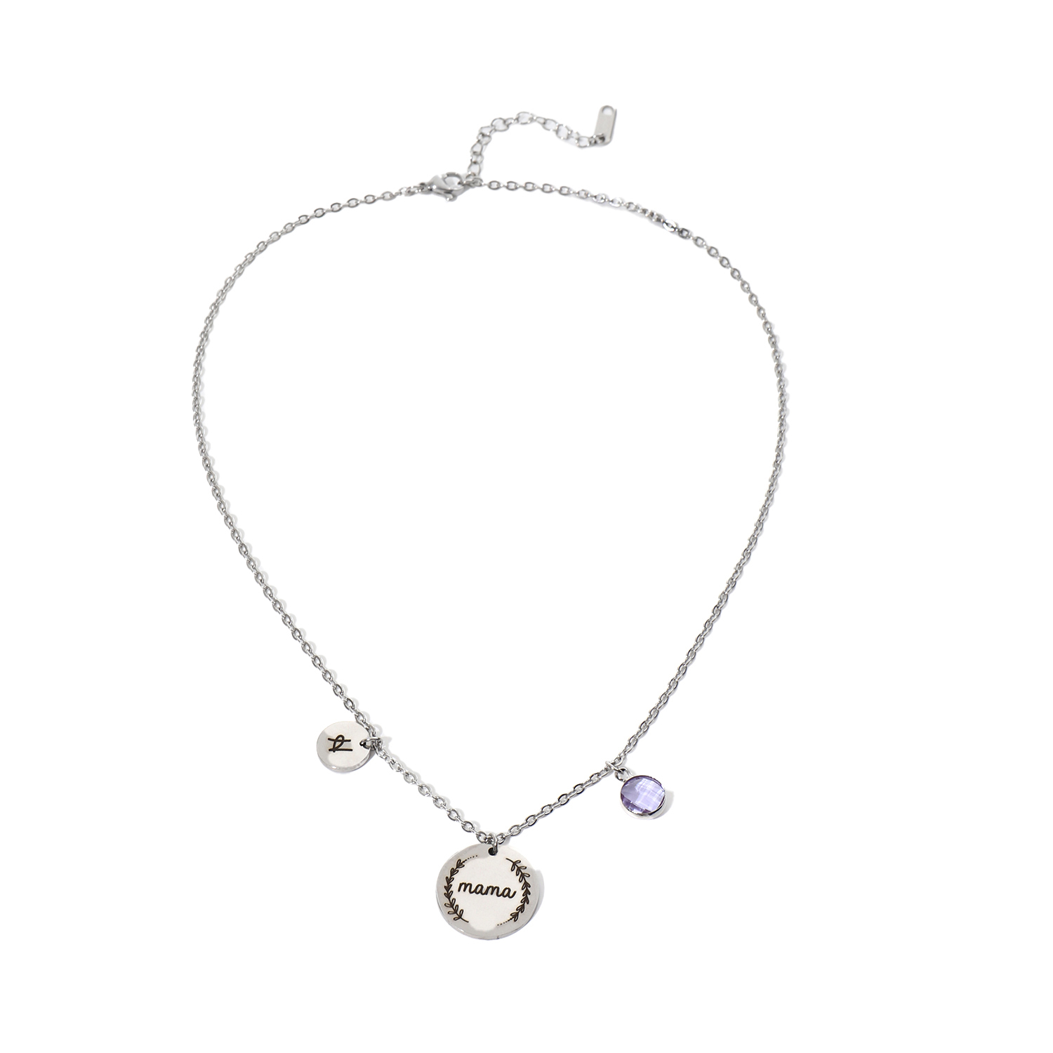 Custom Necklace with Letters and Birthstones Gift for Mom