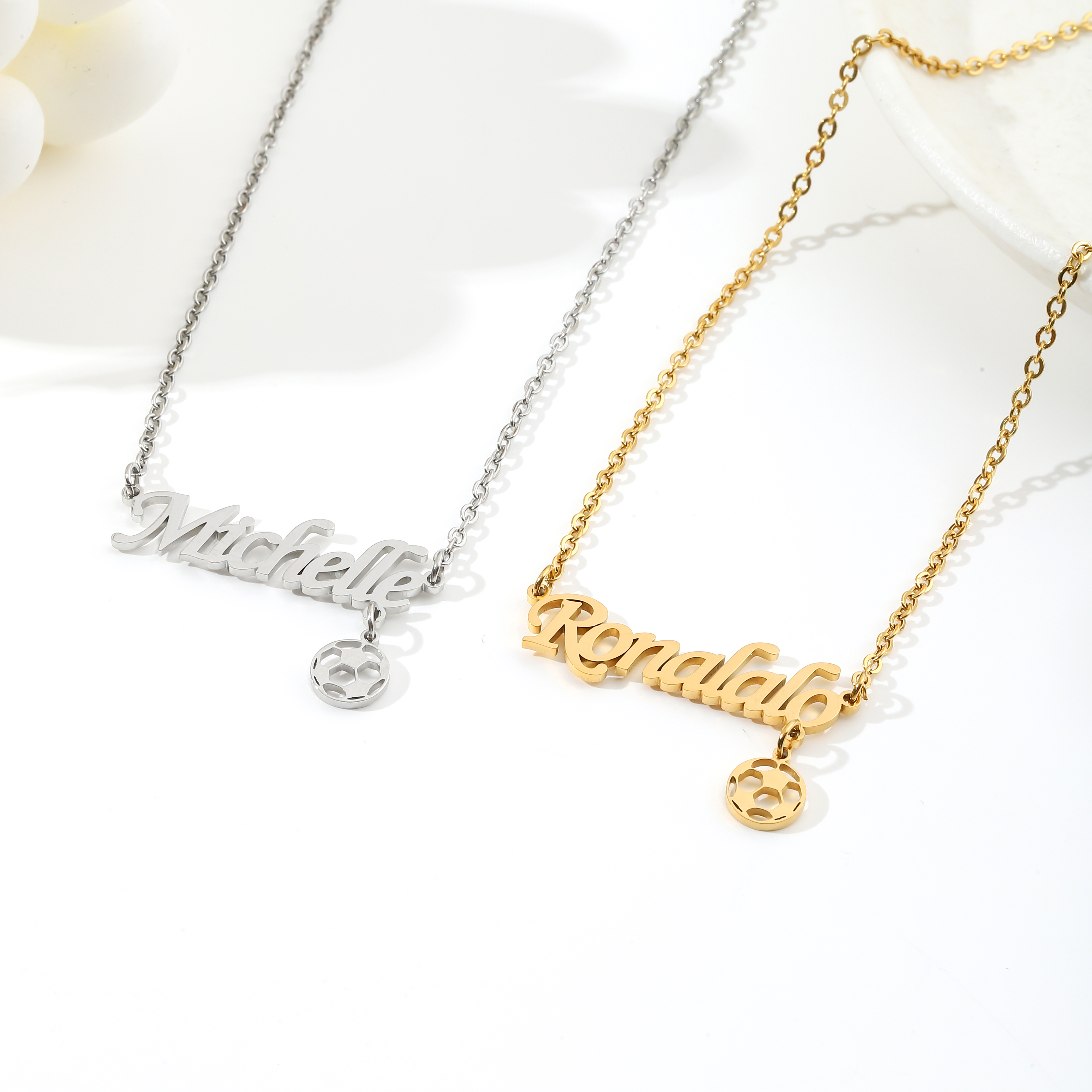 Custom Name Football Pendant Necklace