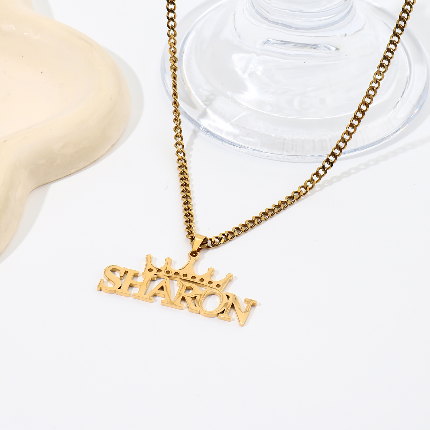 Custom Crown Name Cuban Link Necklace
