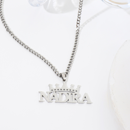 Custom Crown Name Cuban Link Necklace