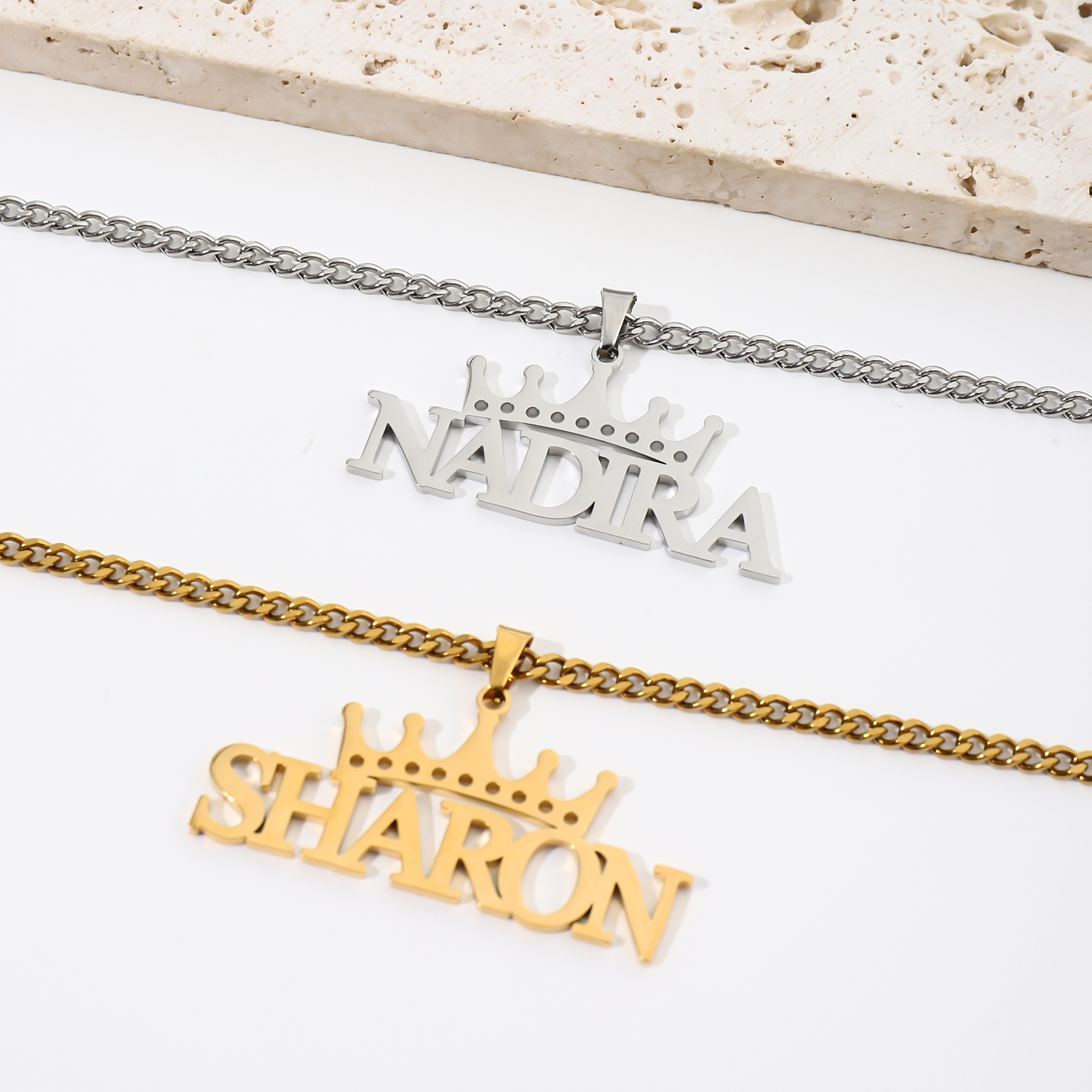 Custom Crown Name Cuban Link Necklace