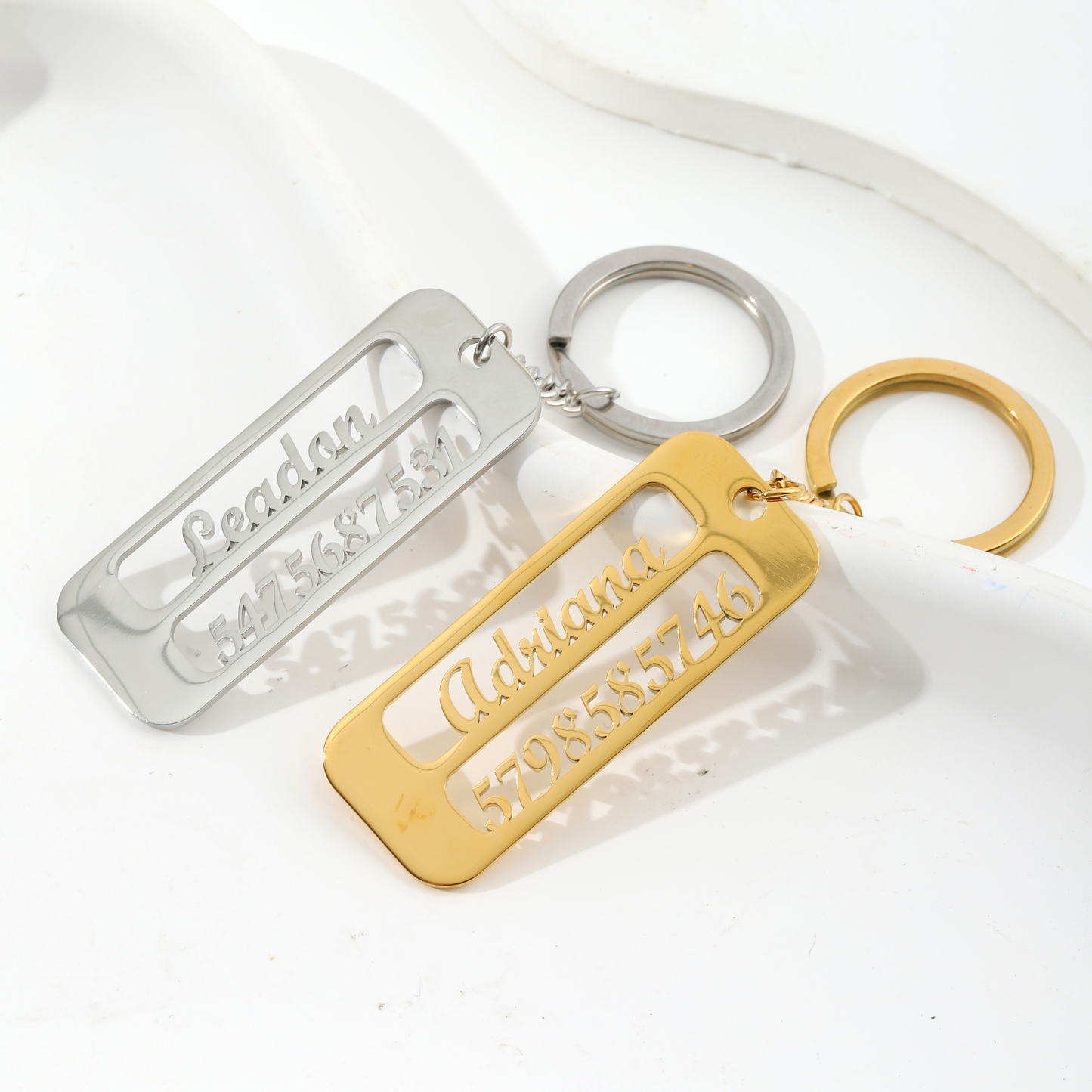 Customized Name & Phone Number Keychain