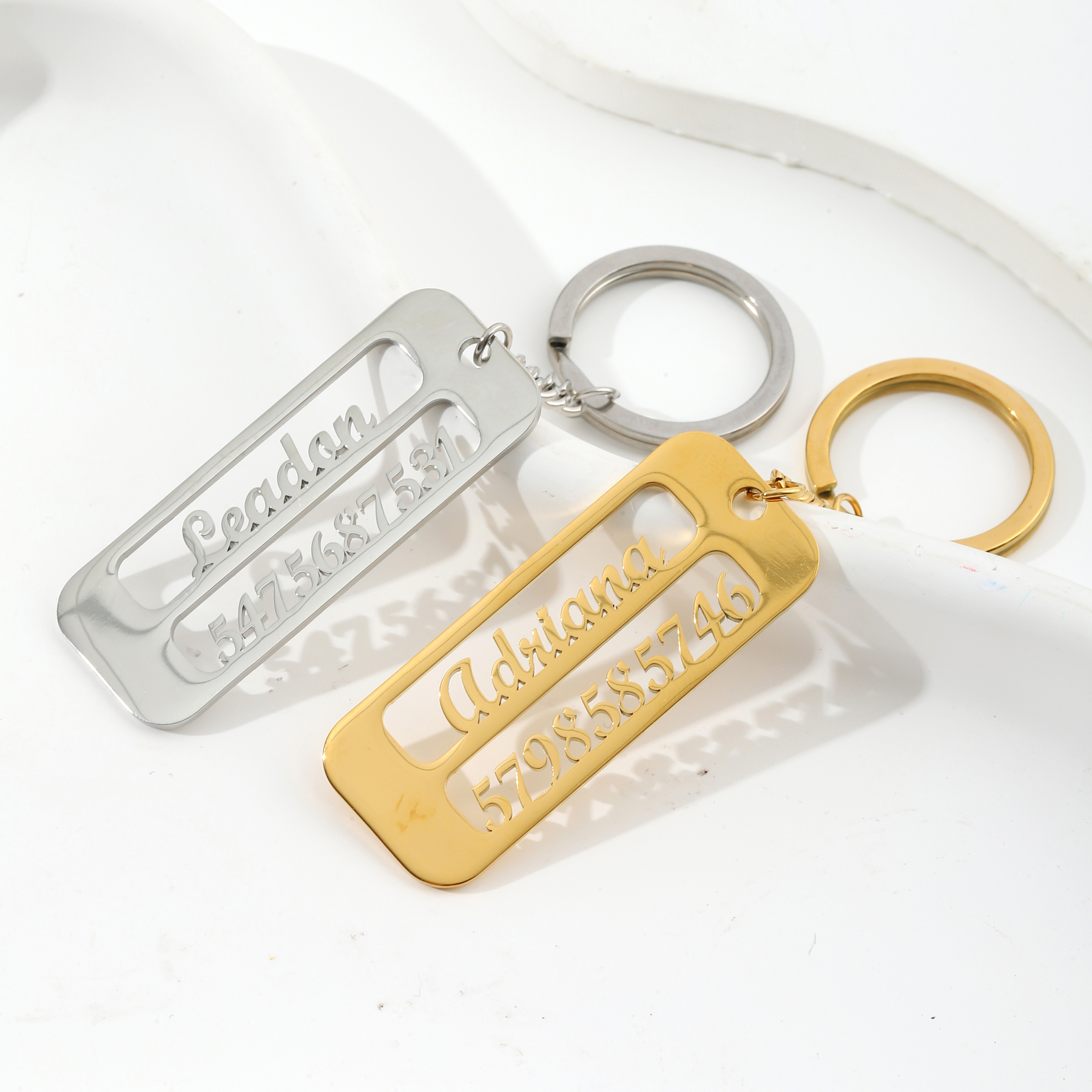 Customized Name & Phone Number Keychain