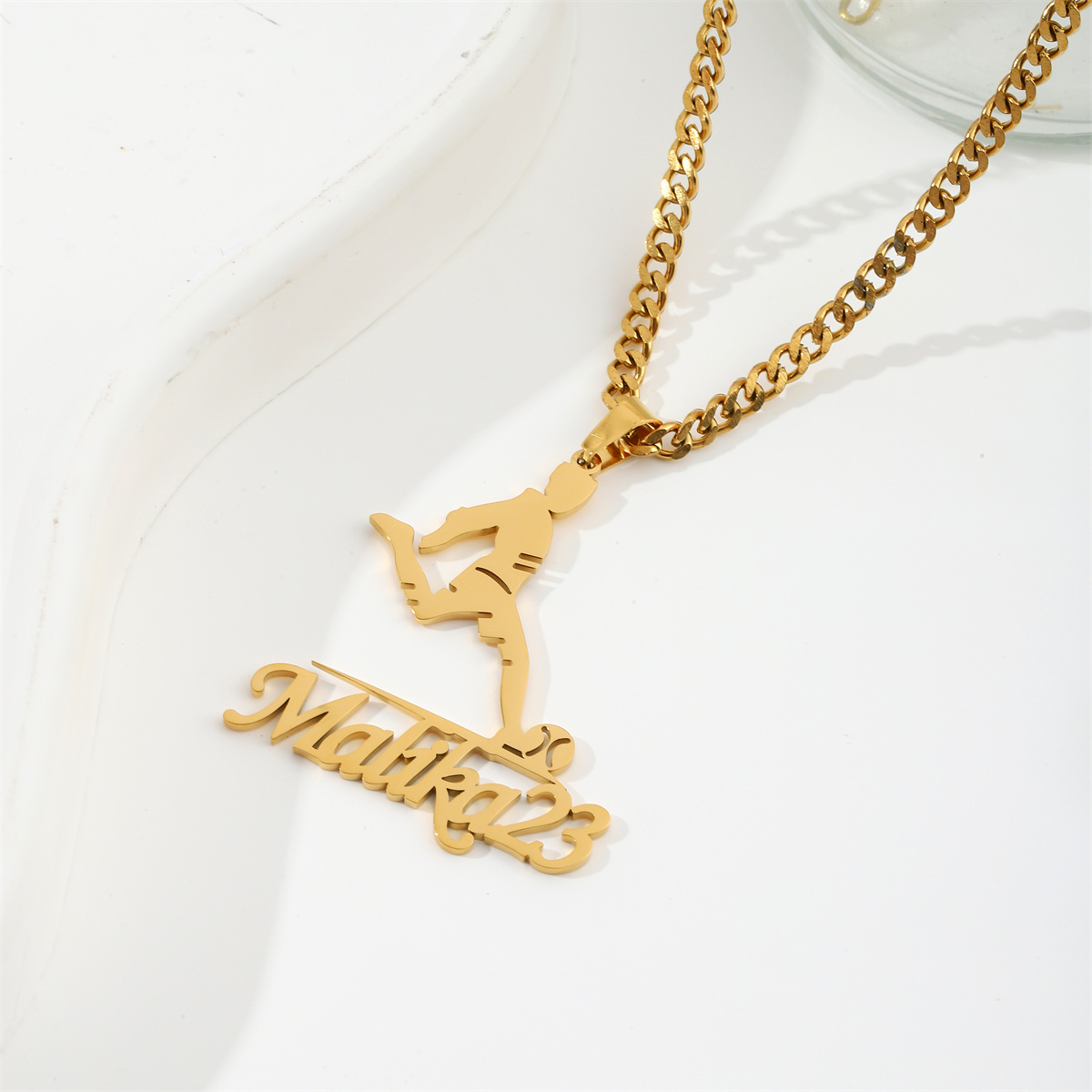 Custom Name Necklaces with Sports Shapes for Football Players