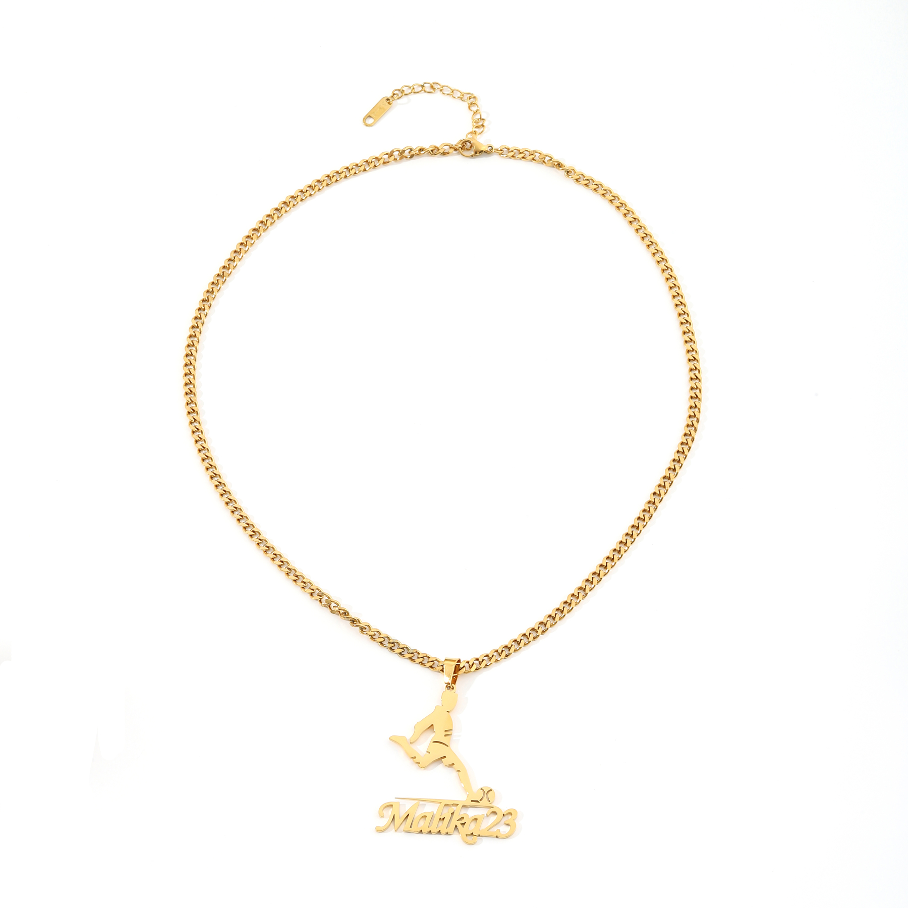 Custom Name Necklaces with Sports Shapes for Football Players