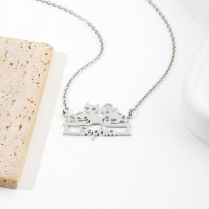 Custom Name Necklace with Cute Halloween Animals and Pumpkin Patterns