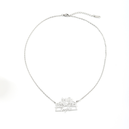 Custom Name Necklace with Cute Halloween Animals and Pumpkin Patterns