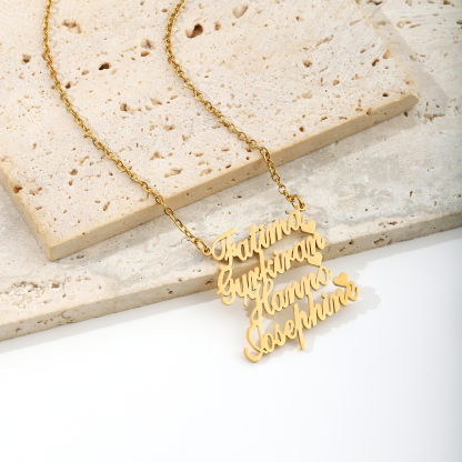 Custom  Necklace with Overlapping Combination of Multiple Names