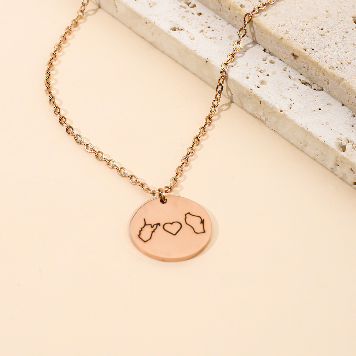 Custom City Map Shaped Necklace for Lovers