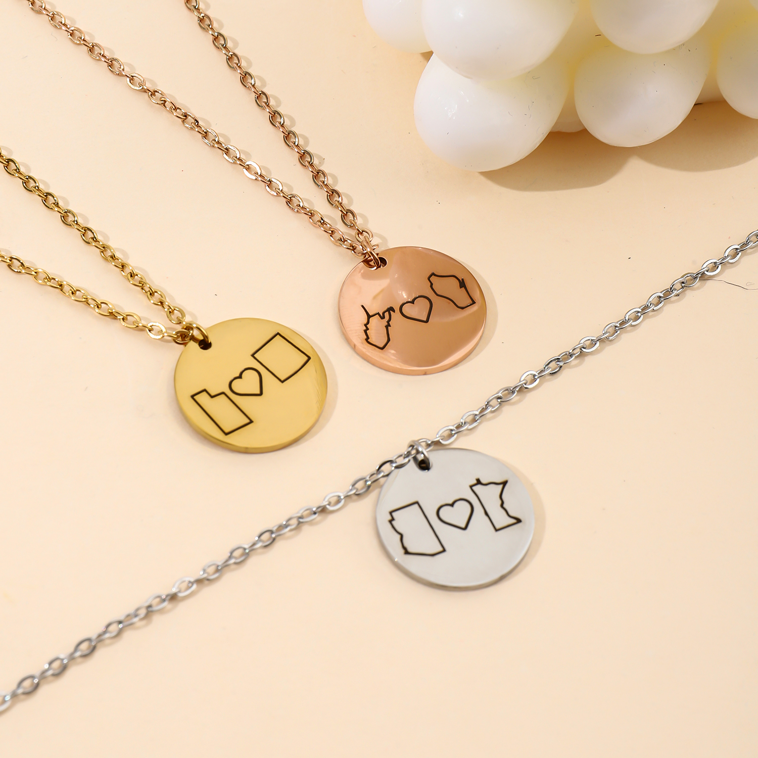 Custom City Map Shaped Necklace for Lovers