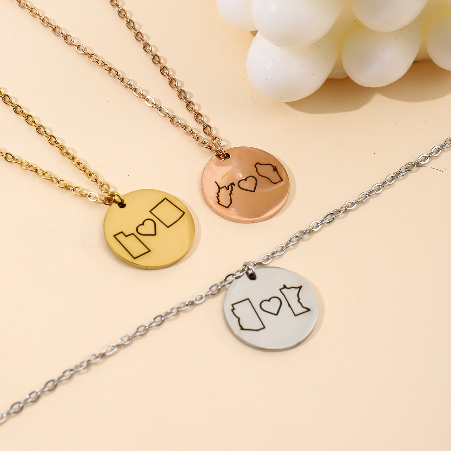Custom City Map Shaped Necklace for Lovers