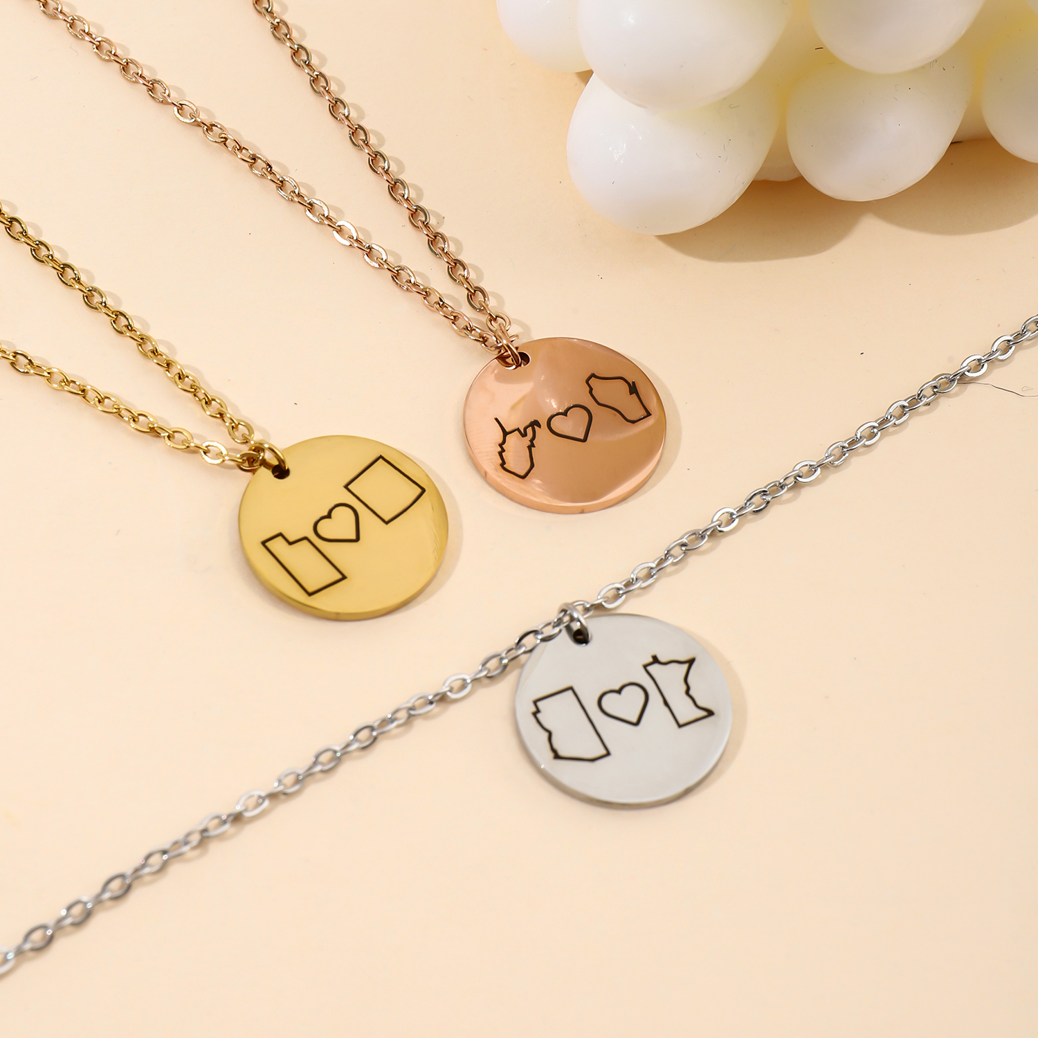 Custom City Map Shaped Necklace for Lovers