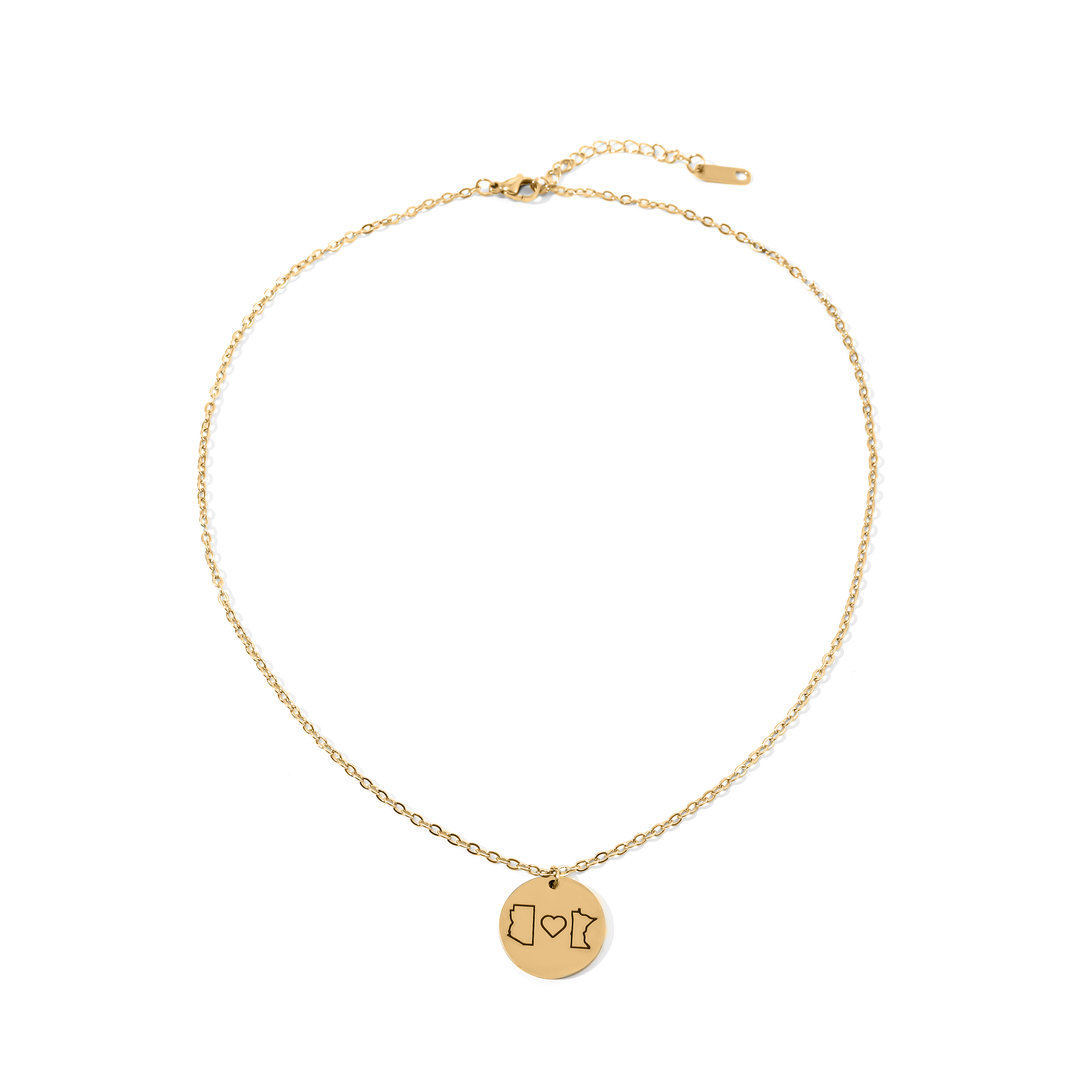 Custom Lover's Map of the 50 States in the United States Necklace