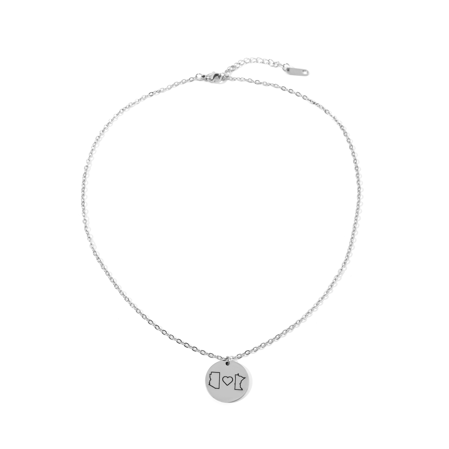 Custom Lover's Map of the 50 States in the United States Necklace