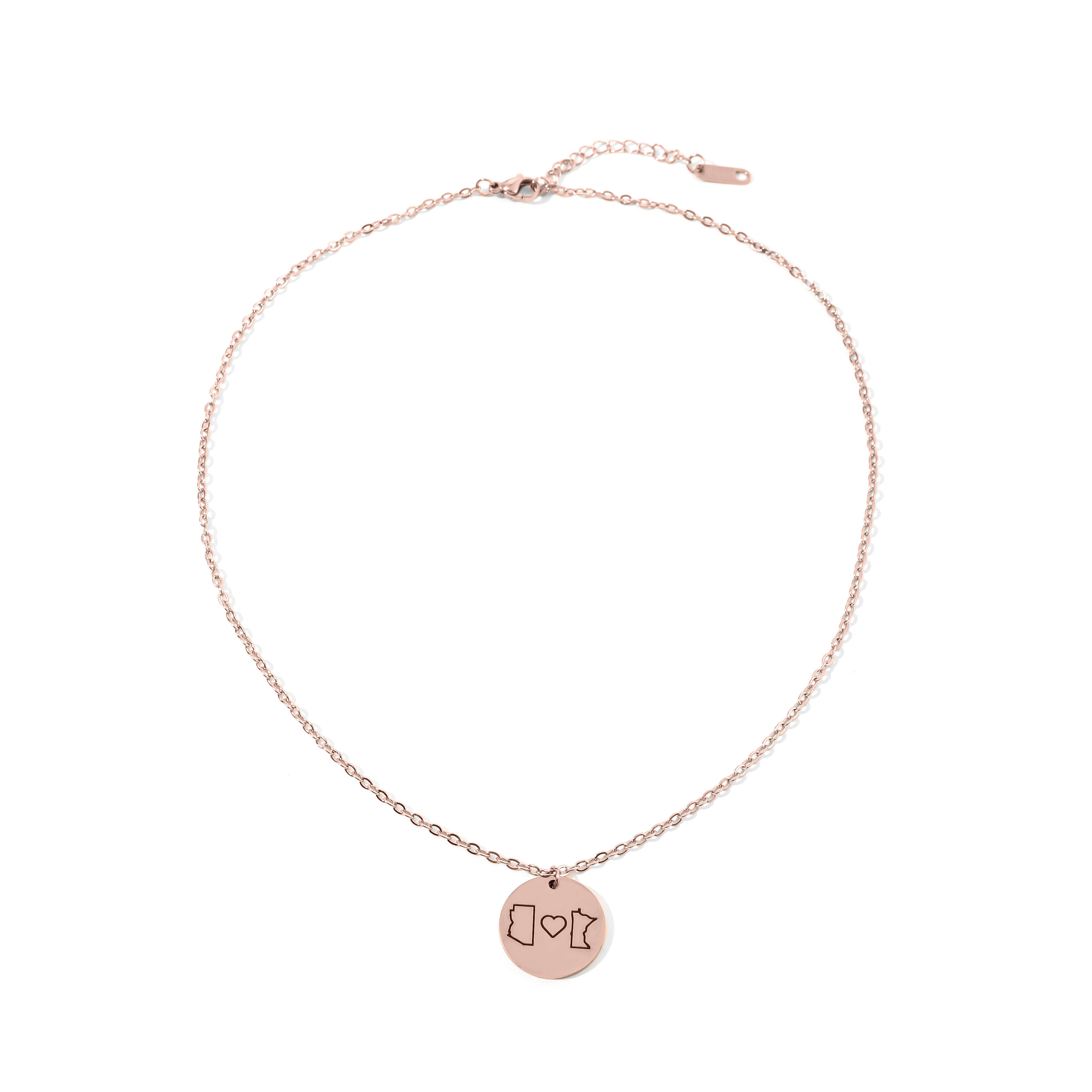 Custom Lover's Map of the 50 States in the United States Necklace