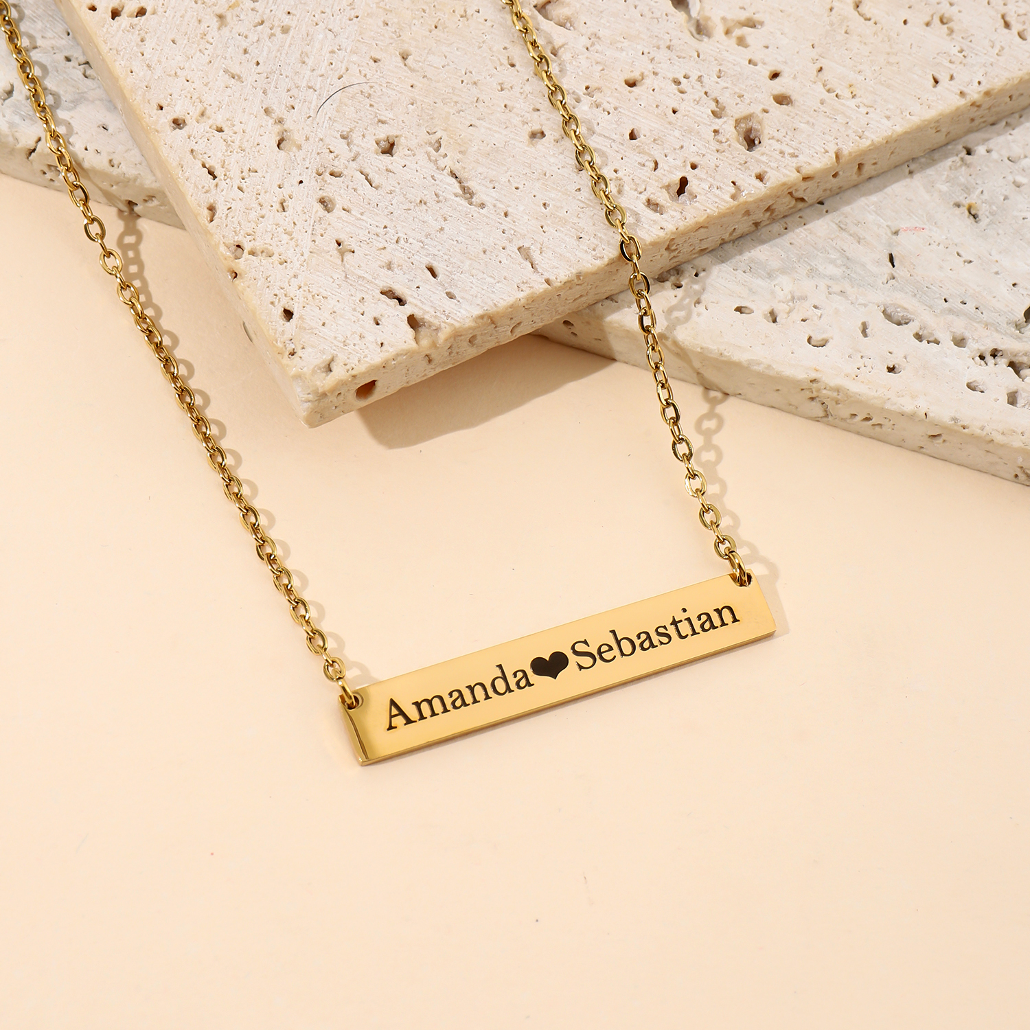 Design-style Custom Name Necklace in Long Strip Shape